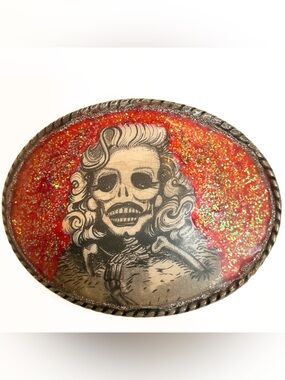 Ivan Glitter Skeleton Skull Belt Buckle Womens Rebellious Rockabilly Attitude